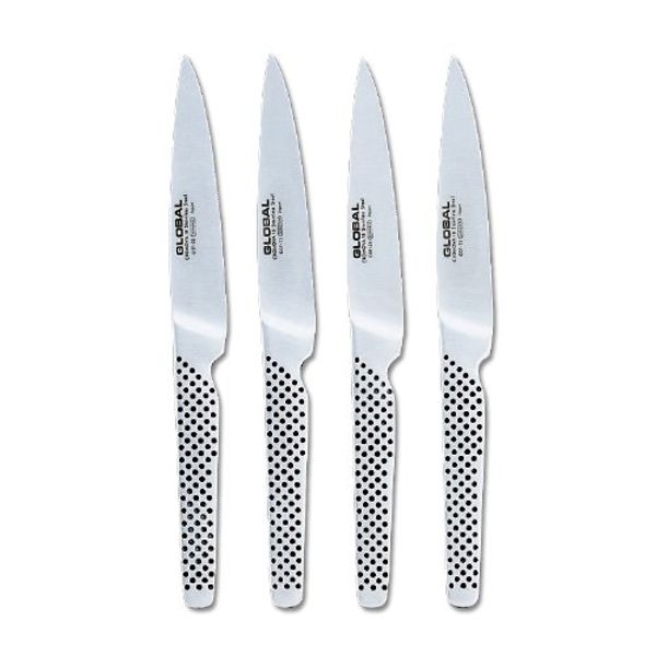 Global GSF-4023-4 Piece Steak Knife Set, 4, Silver