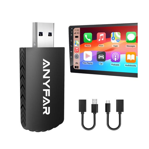 Wireless Carplay Adapter for iPhone, Dual-Core 5G Chip Auto-Connect in Seconds No Latency, Thermal Vent Design, With USB-C and USB-A Cables, Only for Factory Wired CarPlay Car from 2016, ANYFAR A4 Pro