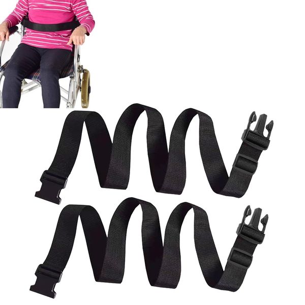 2PCS Wheelchair Lap Strap, 52in/132cm Adjustable Length Wheelchair Seat Belt Strap Safety Waist Leg Strap Chest Buckle for Mobility Scooter Wheelchair