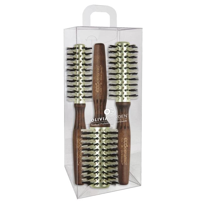 Olivia Garden Ecoceramic Firm Bristles Round Thermal Hair Brush (Kit)