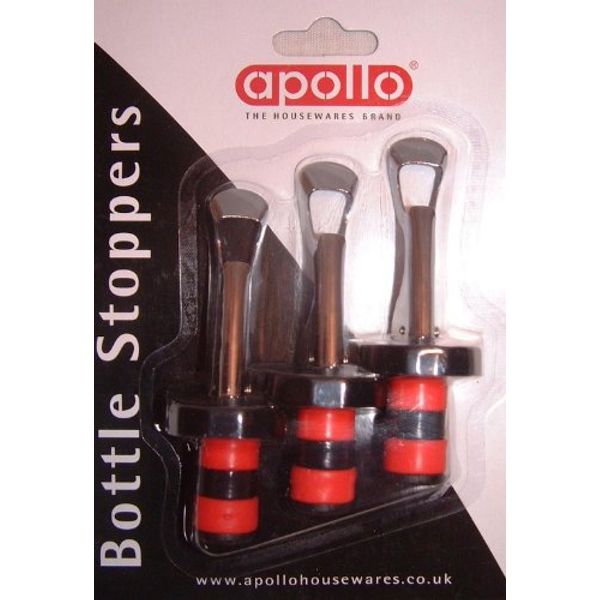 APOLLO 3 PIECE BOTTLE STOP STOPPER STOPPERS EASY CLIP