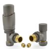 Hot Flow | Cascade Modern Angled TRV Thermostatic Radiator Valve 10mm Compression (Matte Metallic Grey)