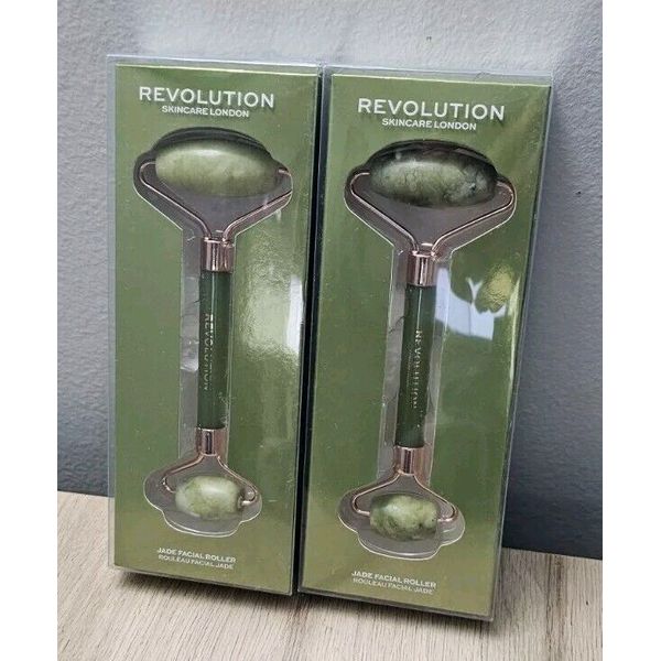 2x Revolution Skincare London Jade Facial Roller Anti Puffing