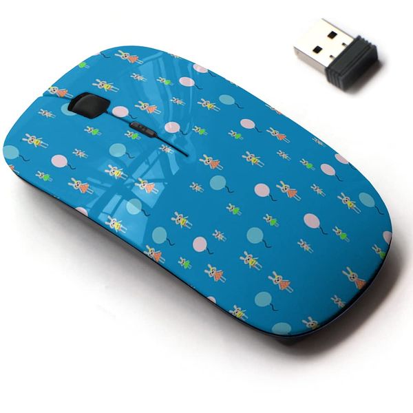 2.4G Wireless Mouse with Cute Pattern Design for All Laptops and Desktops with Nano Receiver - Rabbit Bunny
