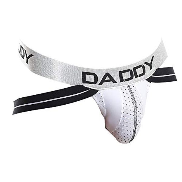 Mens V-Shape Jockstrap Mesh Sporty Underwear Sexy Enhancing Pouch Underpants White