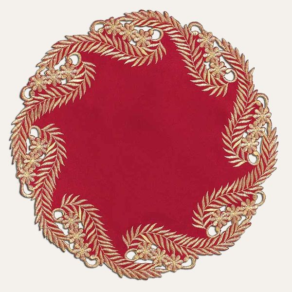 Burgundy Gold Table Doilies - Anyce Collection - Doilies / Set of 12