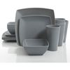 Gibson Home 16 Piece Modern Square Melamine Dinnerware Plate Set Grey (2 Pack)