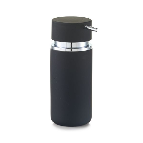 Zeller Soap dispenser Rubber of Ceramic in black, 6.6 x 16 x 6.6 cm