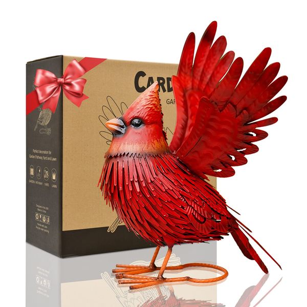 Cardinal Garden Decor Metal Yard Art Gifts - Garden Sculptures & Statues Large Red Bird Outdoor Decor,Gifts for Christmas/mom/Grandma/Wife/Daughter/Sister/Aunt/Grandma,Birthday Gifts for Women,Mother