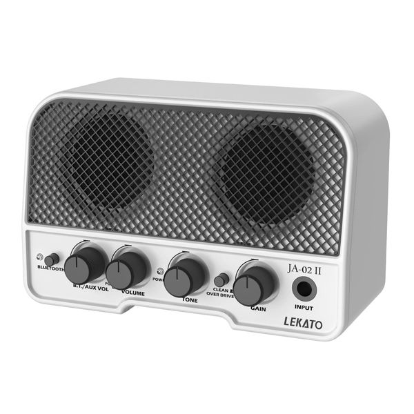 LEKATO Mini Guitar Amplifier, Electric Guitar Amplifier, Small, 2 Sound Channels, Rechargeable, 5 W, Bluetooth Function, Headphone Terminal, AUX Input, For Home, Practice, Japanese Instruction Manual