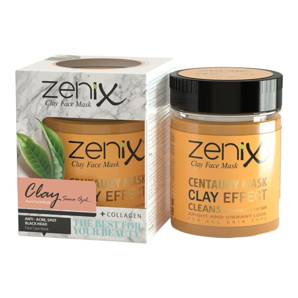 Zenix Clay Face Mask Centaury 190gr | Gesichtsmaske mit Tonerde | Gesichtskur mit Johanniskraut Öl | Gesichtspflege für Männer & Frauen - gegen Pickel, Mitesser und Unreinheiten | Kil Maskesi