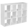 12-Cube Organizer Storage Bookshelf w/Open Back DIY Plastic Modular White Home