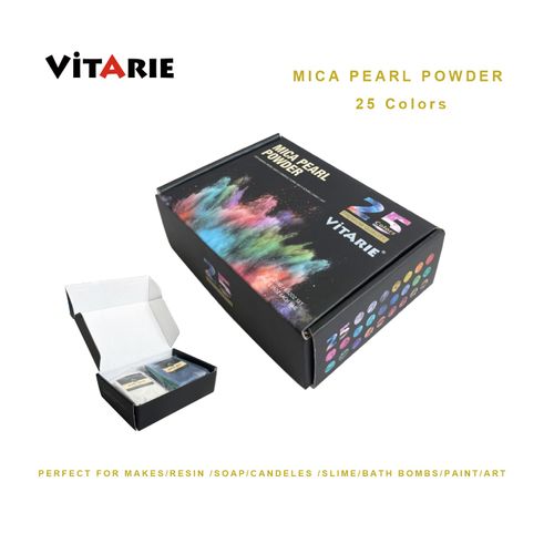 VITARIE Mica Powder of Natural, 25 Colors -0.35oz/Bag, Mica Glitter Pigment Powder for Epoxy Resin, Soap Making, Candle Making, Lip Gloss, Car Freshies, Dye, Nail Polish, DIY Crafting Projects