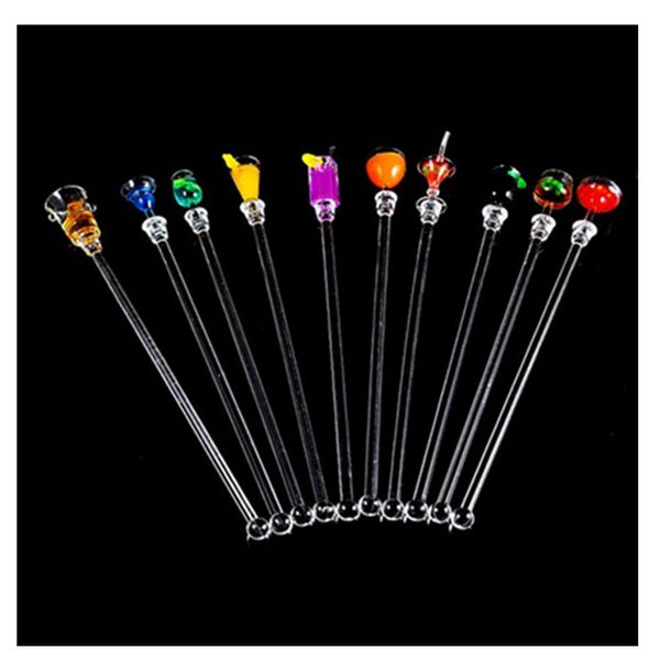 10 stück Cocktail Rührer, 23 cm Cocktailrührer aus Acryl Bunter Getränk Rührstab Cocktail Stirrer Stäbchen Mixing Sticks,Cocktail Bunter Cocktail GeträNk RüHrer