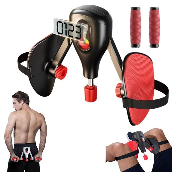 Thigh Master 0-77 lbs Adjustable Resistance with Fixed Leg Straps and Handle, Pelvic Hip Kegel Trainer Strength Exercise Equipment, Buttock Legs Workout Pilates Legs Workout Home Gym (Black)