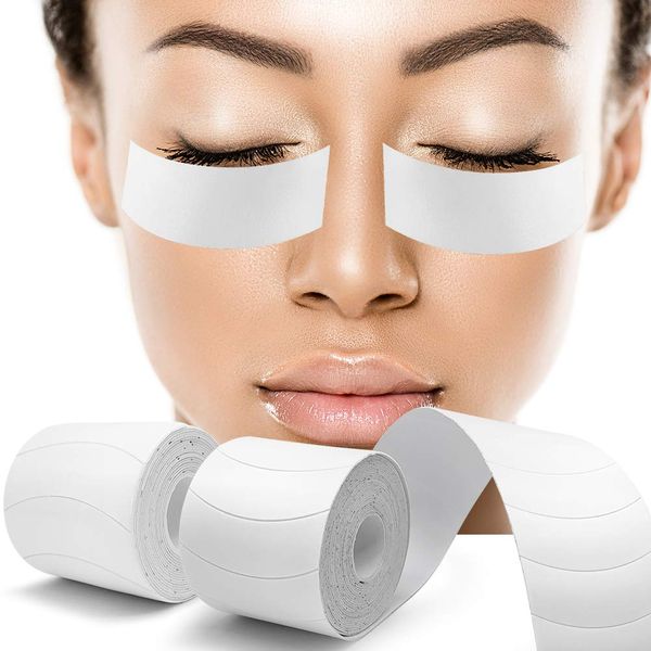 Foam Eye Pads Lash Extensions - Akissos 110 PCS Pre Cut Medical Foam Tape Under Eye Pads Eyelash Extension Supplies Beauty Tools Lint Free Hypoallergenic No Latex Waterproof - 2 Rolls