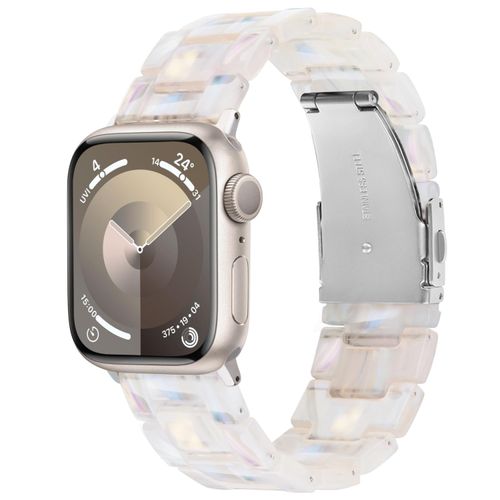 V-MORO Resin Strap Compatible with Apple Watch Bands 45mm/44mm/42mm iWatch Series 7/6/5/4/3/2/1/SE Lightweight Bracelet with Stainless Steel Buckle Wristband Replacement Women(Aurora,42/44/45mm)