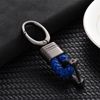 Blue Leather Braided Strap Keychain Key Holder Alloy Key Chain Ring Accessories