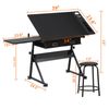Drafting Desk Drawing Table 9 Levels Adjustable angle w/ Stool Arts Crafts Black