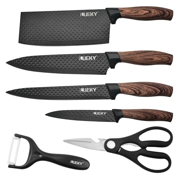 Fisherikawa Knife Set [Set of 6] [Kitchen Tool Set] Nakiri Gyu Katana Slicer Petty Knife Scissors Peeler