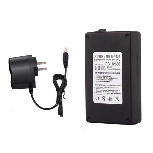 for Bluethooth,CCTV Camera Led Light Strip and More,Backup with Charger (Black) DC 12V DC 12680 6800mAh Rechargeable Lithium Battery Pack