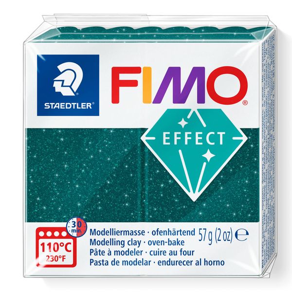 STAEDTLER 8010-562 FIMO Effect Oven-Hardening Polymer Modelling Clay - Galaxy Green (57g)