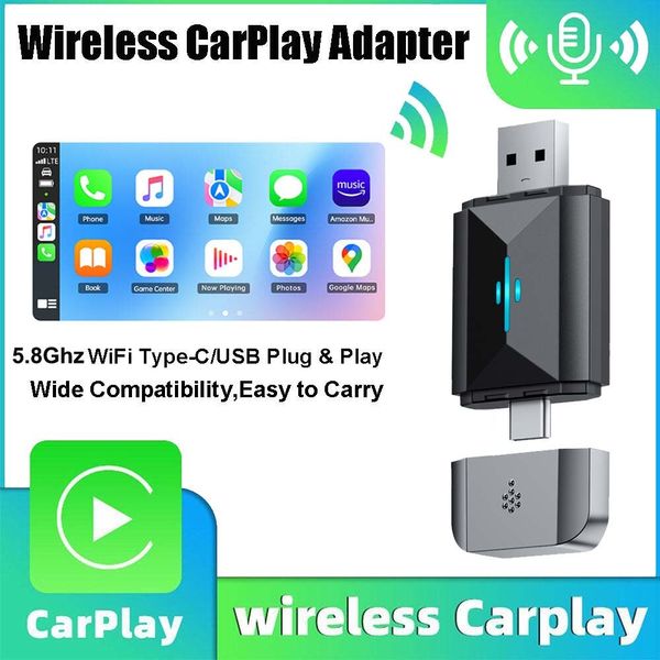 2 in 1 Wireless Apple Carplay Android Auto Adapter Mini USB & Type-C Dongle Box~