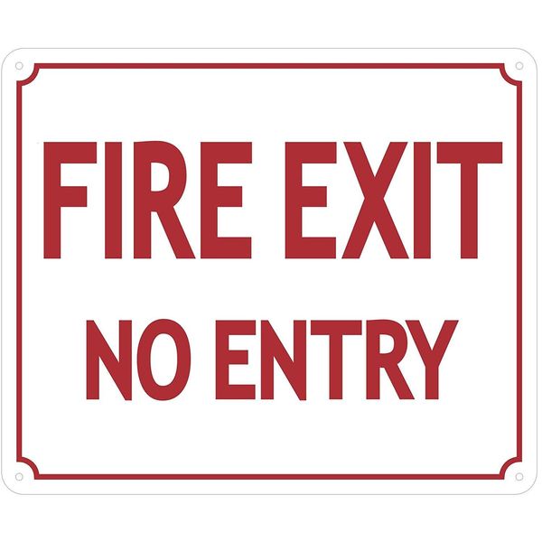 FIRE EXIT NO Entry Sign (Aluminium Reflective, RED 12X10)-REF24-1027