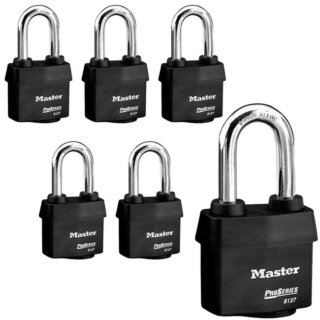 Master Lock - Six (6) High Security Pro Series Padlocks 6127NKALH-6 w/BumpStop Technology