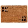 Calloway Mills AZ100512436 Take Care/Hey There Doormat, 24" x 36", Natural/Black