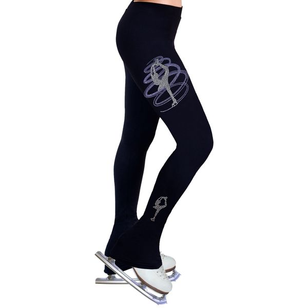 NY2 SPORTSWEAR Figure Skating Practice Pants with Rhinestones R255LP (Adult Extra Small) Black