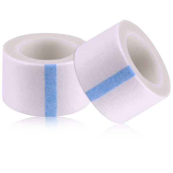 2 Rolls Micropore Surgical Tape, Microporous Tape 2.5cm X 9.1m Micro Tape First Aid Tape Medical Tape Earring Cover Up Tape (White)