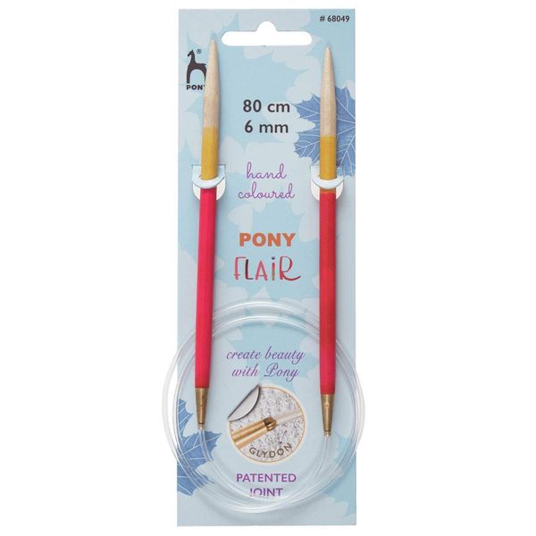 Pony Flair Hand Colored Fixed Circular Knitting Needles - 80CM (6.00MM)