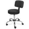 Swivel Salon Stool Multi-Purpose Drafting Spa Bar Stool with Back Cushion Black