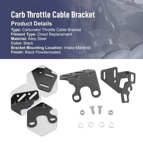 Black Throttle Cable Bracket Kickdown Transmission Cable Bracket Fit For Chevy Chevrolet 396-454 BBC 265-400 SBC, Carb Throttle Cable Bracket Replace 8031