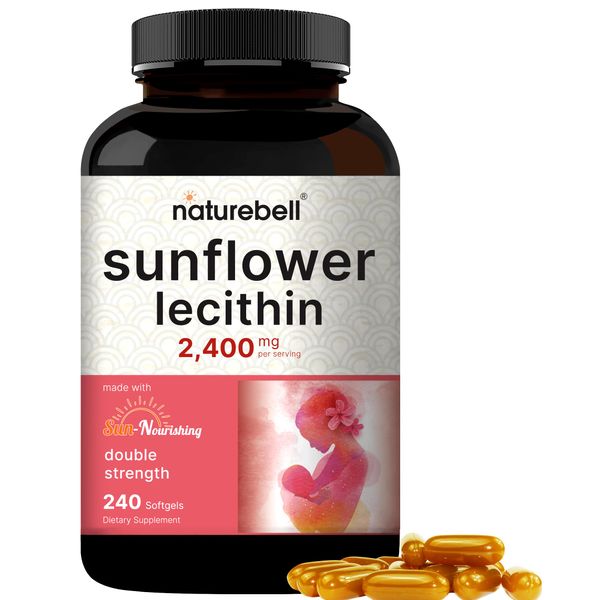 NatureBell Sunflower Lecithin 2,400mg, 4 Months Supply, 240 Softgels | Infused with Non-GMO Sunflower Seed Oil – Rich in Phosphatidyl Choline – No Soy, No Gluten