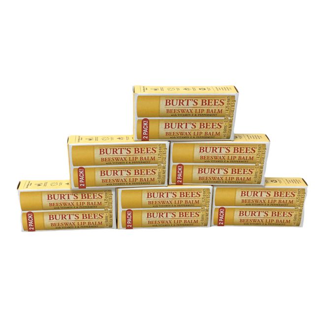 (6) 2pk Burt’s Bees Beeswax Lip balm with Vitamin E & Peppermint 12 Total(Z)