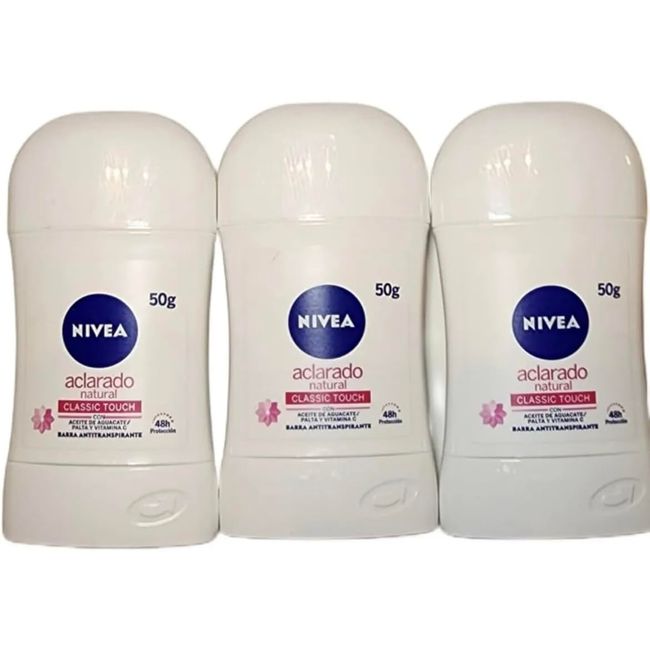 Nivea Aclarado Natural Barra Solid Stick Whitening Deodorant 3 Sticks