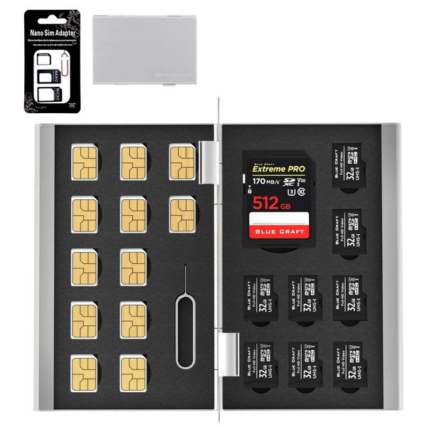 [bluecraft] latest Nanosim, MicroSD Card Slot for Extra Storage All 21 Sim, SD ka-doarumike-su Sim card converter adapter set included , sliver