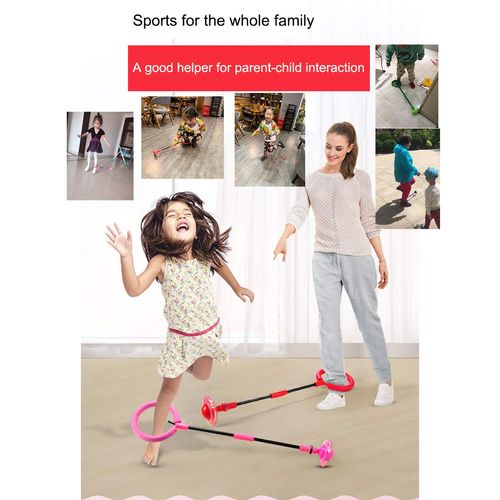 Flashing Jumping Ring Children Colorful Ankle Skip Jump Ropes Sports Swing Ball for Kids Boys Girls Toy (Pink)