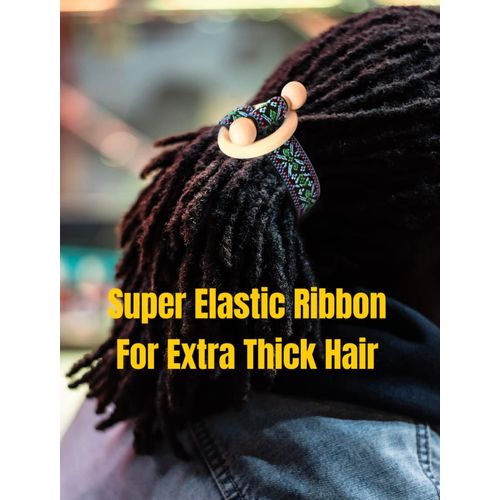Nutty Natte 2 Pcs Knotted Elastic Hair Tie for Dreadlock and thick hair Accessories extra long wide elastic embroidered rubber band Ponytail Holders Loc Hair Accessories Long Dread Toggle wood Bands