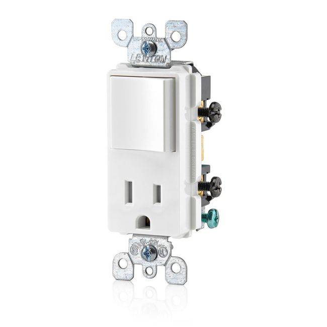 Leviton T5625-W Decora Combination Switch and Tamper-Resistant Receptacle, White