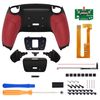 eXtremeRate Red Rubberized Grip Programable Rise Remap Kit for ps5 Controller BDM-030 040 050, Upgrade Board & Redesigned Black Back Shell & Back Buttons - Controller NOT Included