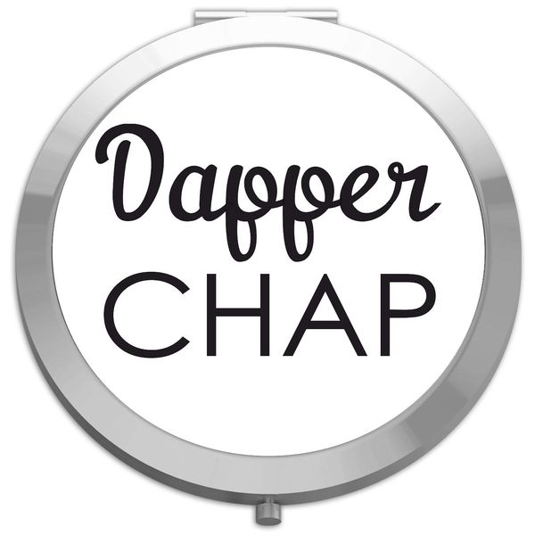 Dapper Chap Grooming Statement folding compact pocket mirror - silver round circle shape
