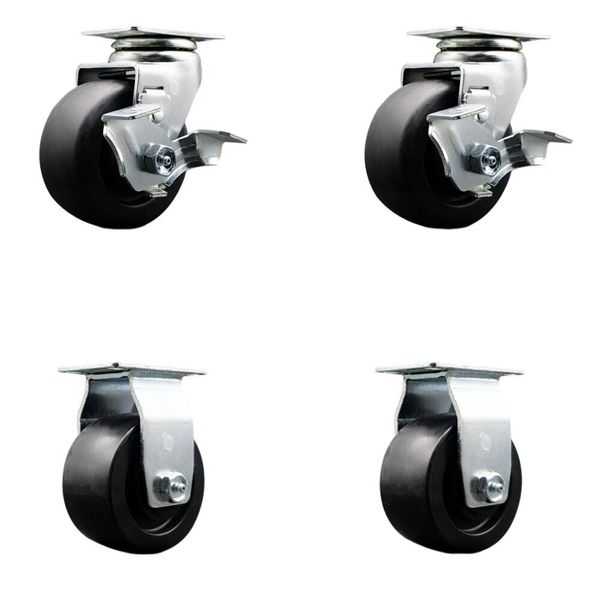 Tool Box Caster Wheel Set – 4 Inch Polyolefin Swivel Casters – SCC