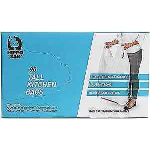 Handle Trash Bag, with Power Strip, 13 Gallon 90 Count (Pack of 1) Unscented