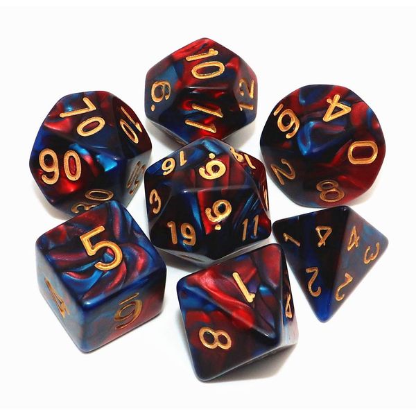 CREEBUY DND Dice Red Blue Polyhedral Dice Set for Dungeon and Dragons MTG RPG D&D D20 D12 D10 D8 D6 D4