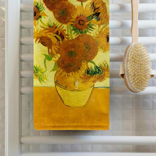 3D Rose Sunflowers by Vincent Van Gogh Towel, 15" x 22"