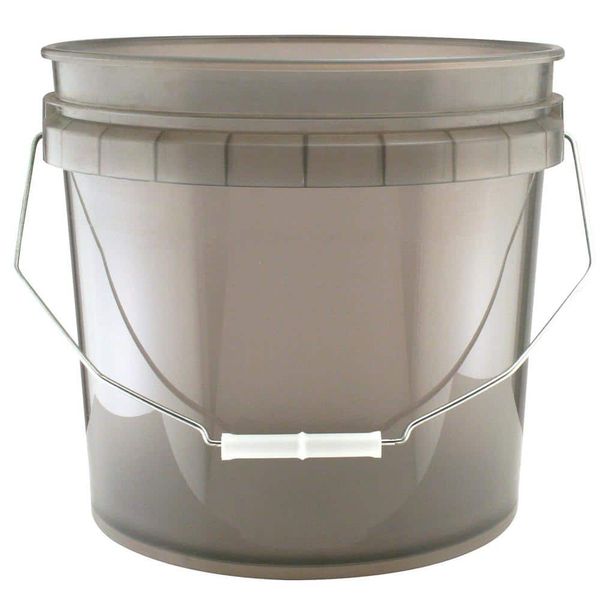 3.5 Gallon Translucent Gray Paint Bucket with Handle