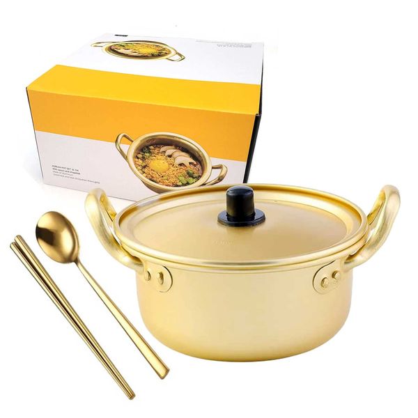 Ramen pot, fast Korean noodle cooker, 3 minute boiler for soup pasta egg, easy light cookware with lid